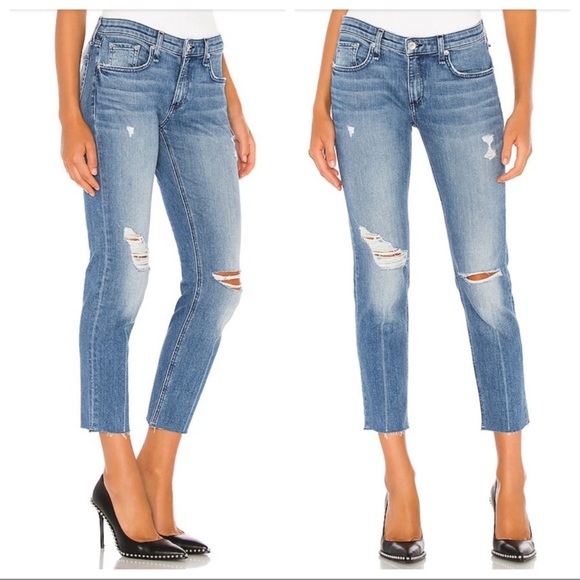 rag & bone Denim - Rag & Bone Dre Low Rise Slim Boyfriend Distressed Jeans In Aviation Way Size 25